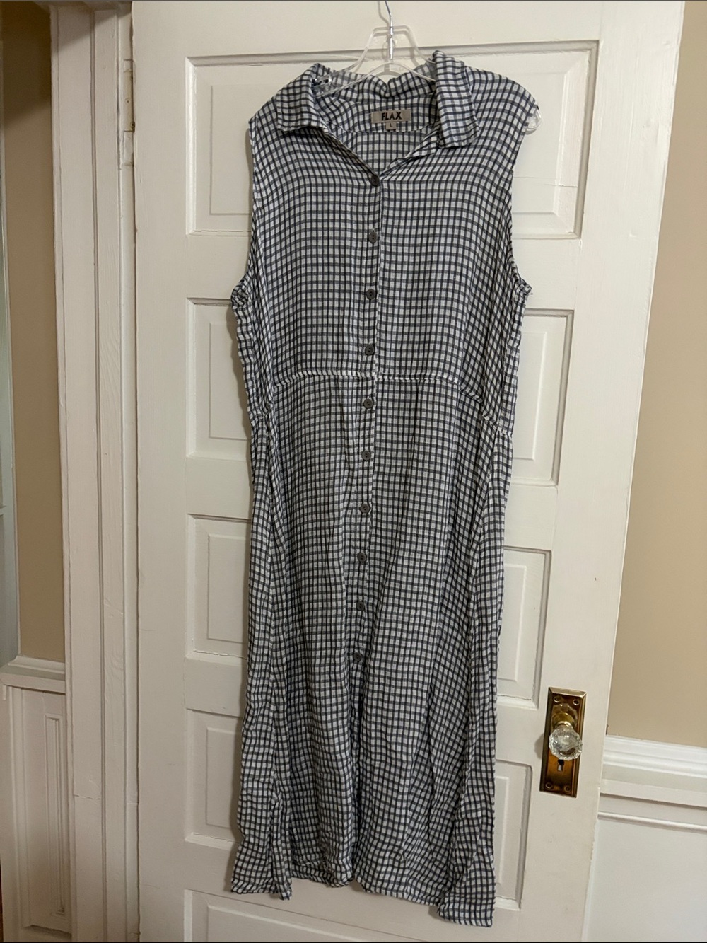 Flax Sleeveless Gingham Maxi Dress in Black and White